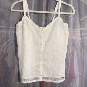 White lace Hollister tank